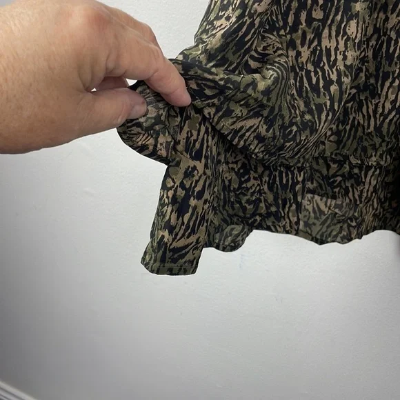 Rails Jasmine Olive Static Womens Printed Smocked Mini Dress Size M